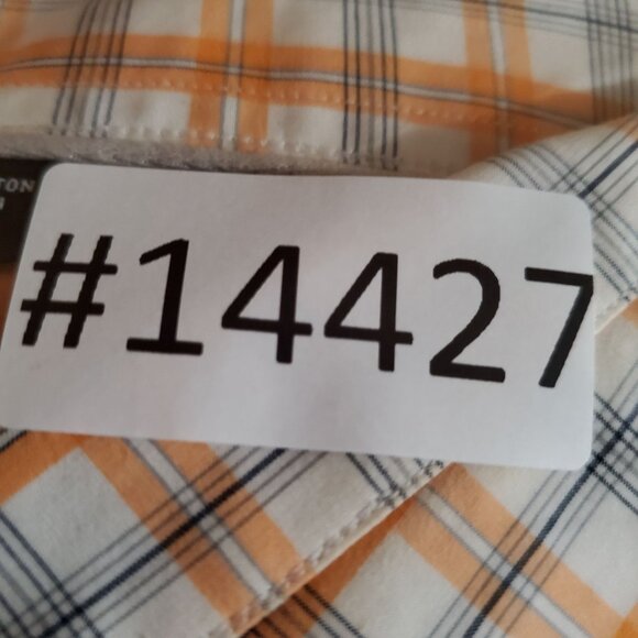 Saks Fifth Avenue Shirt Mens Large Yellow Plaid Button-Up Long Sleeve Cotton - Picture 9 of 9